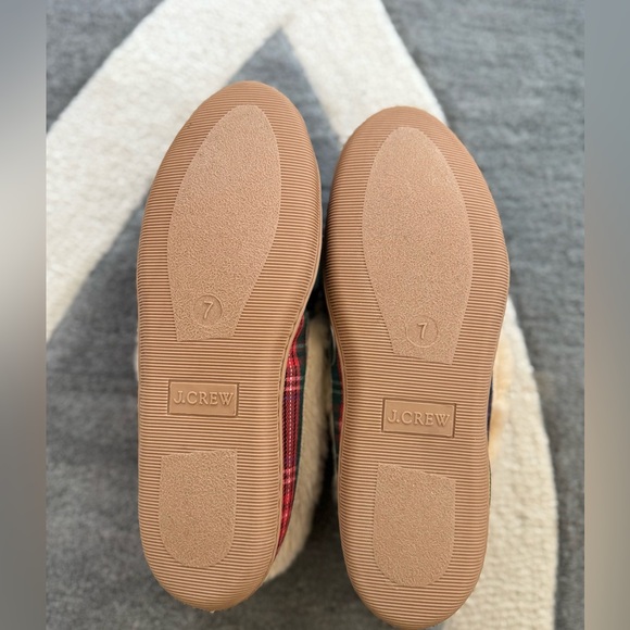 J. Crew Factory Plaid Slippers with Faux Fur Trim - Picture 4 of 4